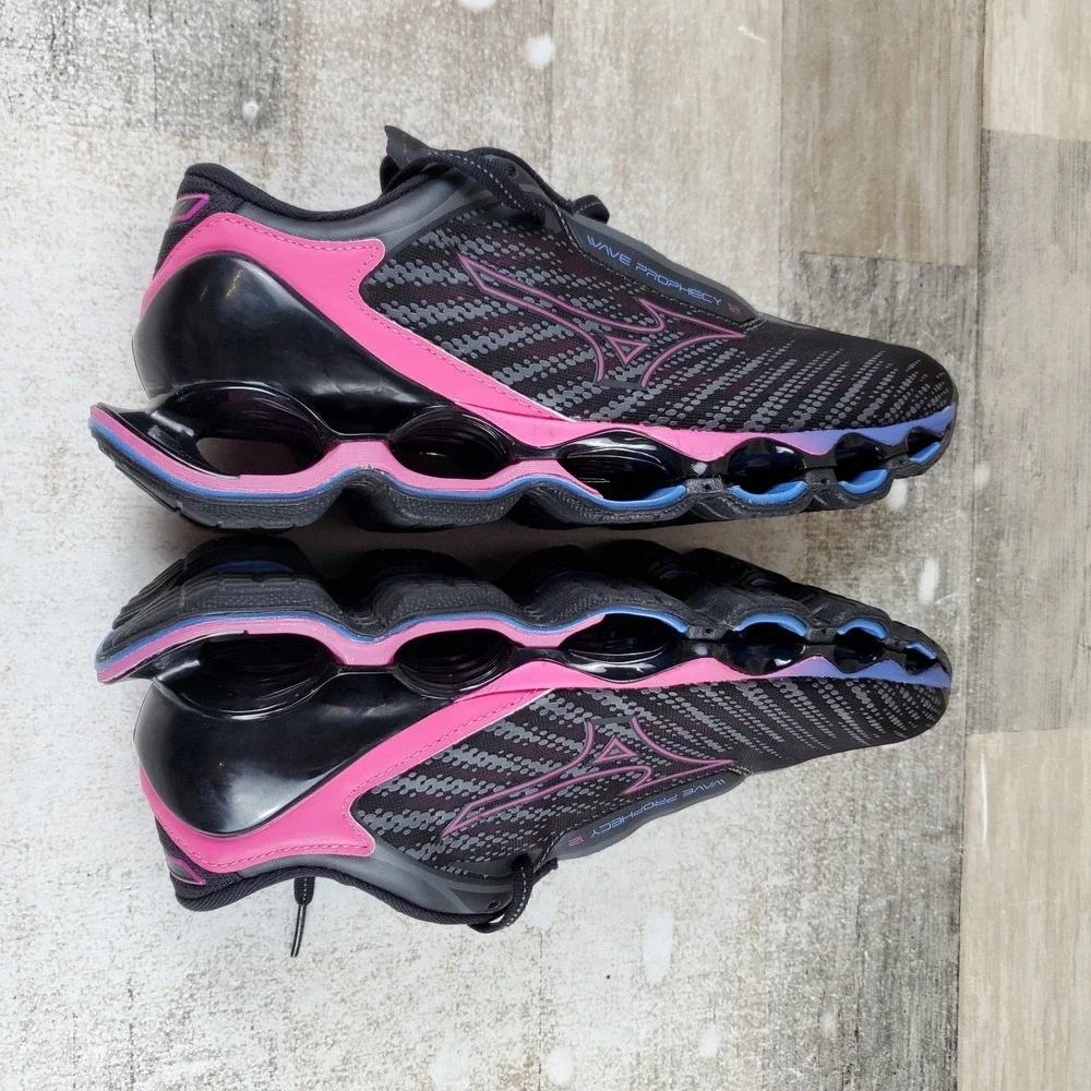 Mizuno Wave Prophecy 12 Womens Shoes Sz 7 Athletic Running Black Pink Sneakers